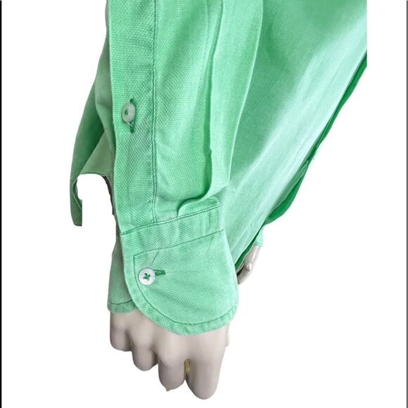 Giovanni Taccaliti L/S Light Kelly Green Linen Blend Shirt Made in Italy Size 16 - Picture 4 of 8